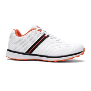 Ask Echo MK5166 Men's Professional Spikeless Golf Shoes / White-orange