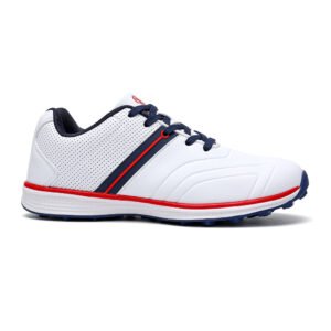 Ask Echo MK5166 Men's Professional Spikeless Golf Shoes / White-blue